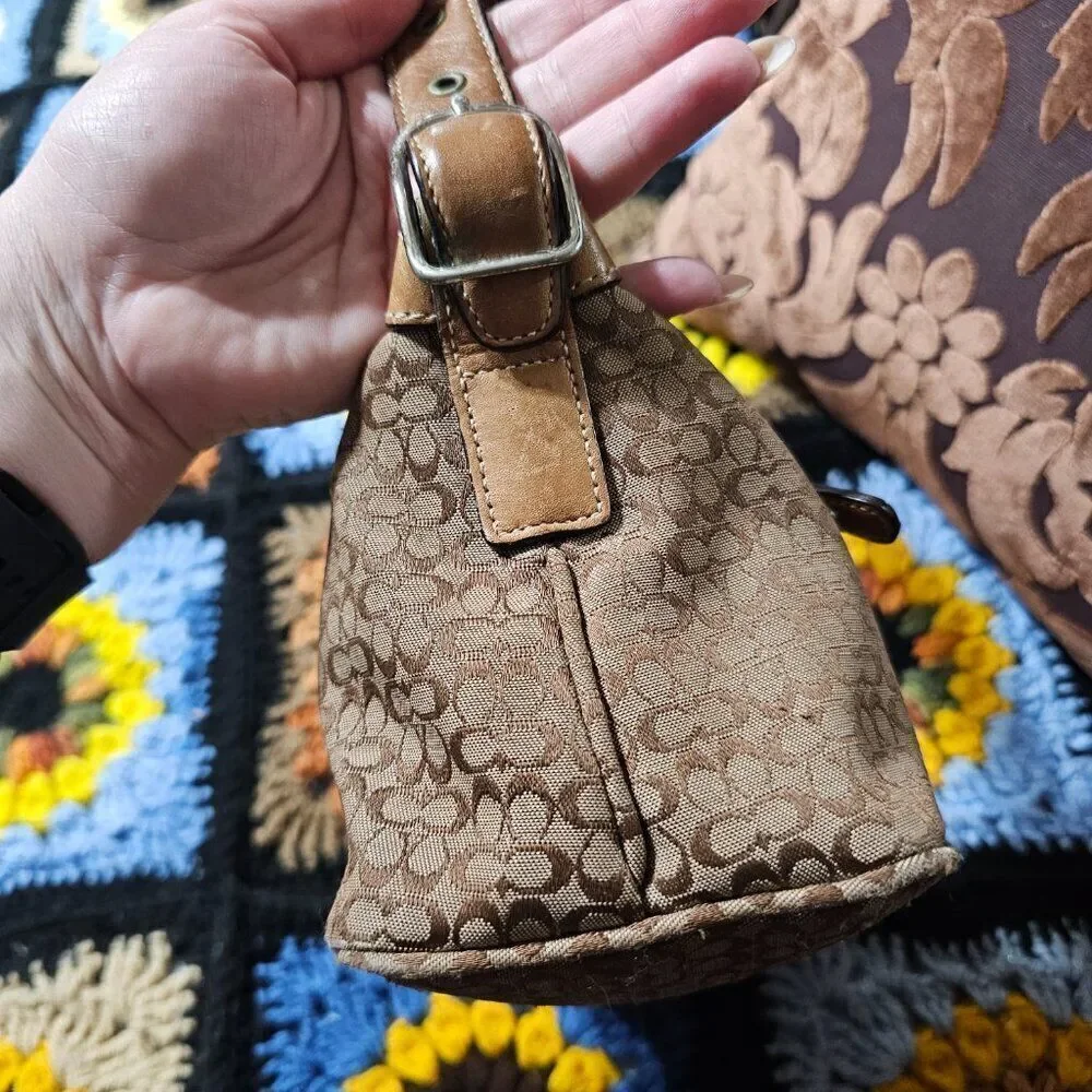 2004 Vintage y2k Coach Demi Shoulder Bag in Brown Mini Signature Jacquard Purse